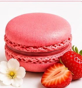 Macaron fraise artisanal rose Plaisirs Sucrés By Nathalie